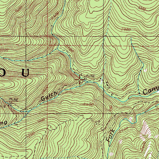 Topographic Map of Lightning Gulch, OR