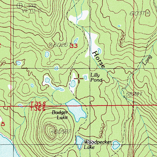 Topographic Map of Lilly Pond, OR