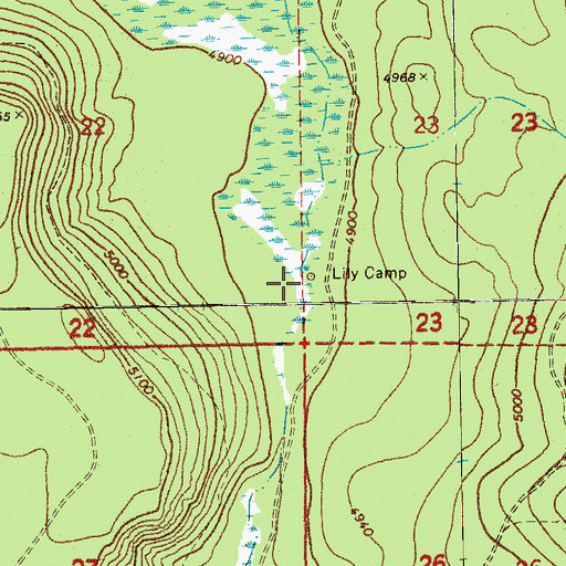 Topographic Map of Lily Camp, OR
