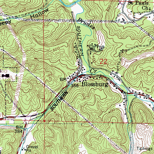 Topographic Map of Blossburg, AL