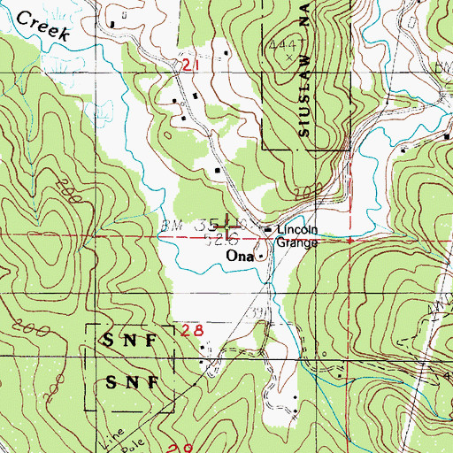 Topographic Map of Lincoln Grange, OR