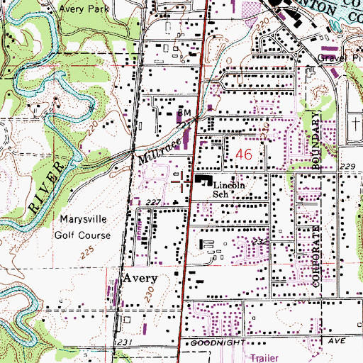 Topographic Map of Lincoln Elementary School, OR