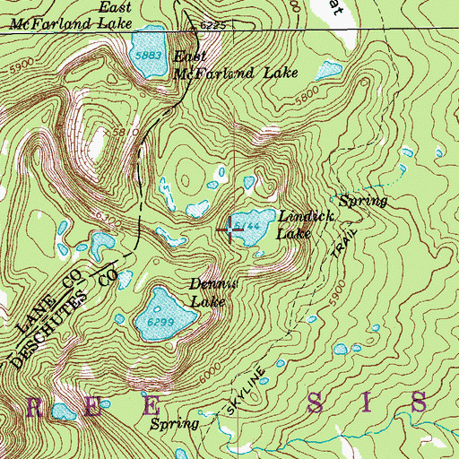 Topographic Map of Lindick Lake, OR