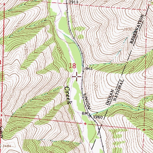 Topographic Map of Line Creek, OR