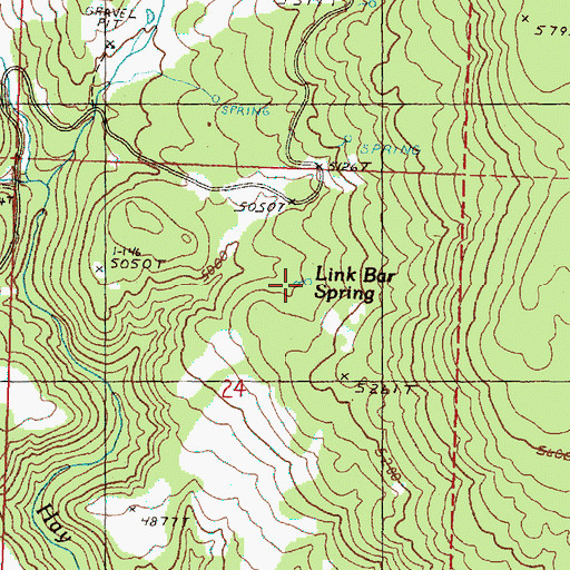 Topographic Map of Link Bar Spring, OR