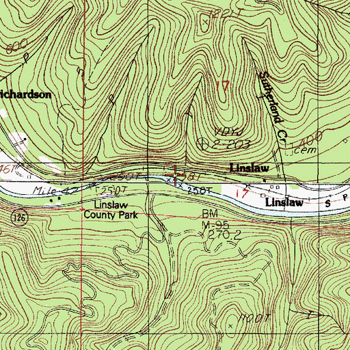 Topographic Map of Linslaw, OR