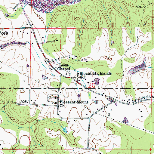 Topographic Map of Blount Highlands School, AL