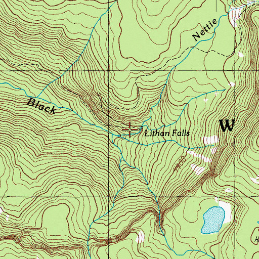 Topographic Map of Lillian Falls, OR