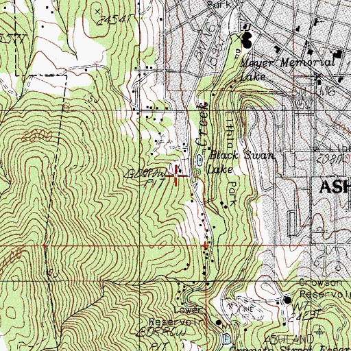 Topographic Map of Lithia Park, OR
