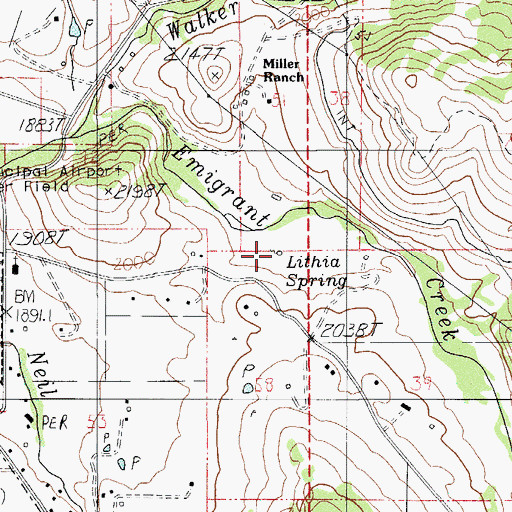 Topographic Map of Lithia Spring, OR