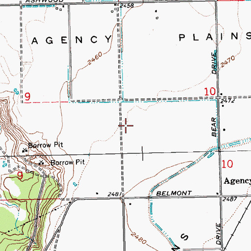 Topographic Map of Little Agency Plains, OR