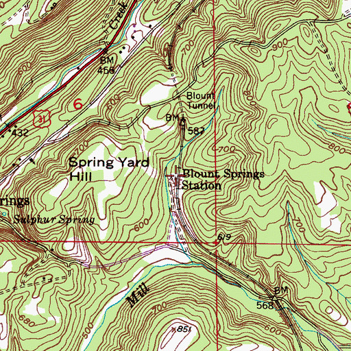Topographic Map of Blount Springs Station, AL