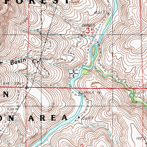 Topographic Map of Little Basin Creek, OR