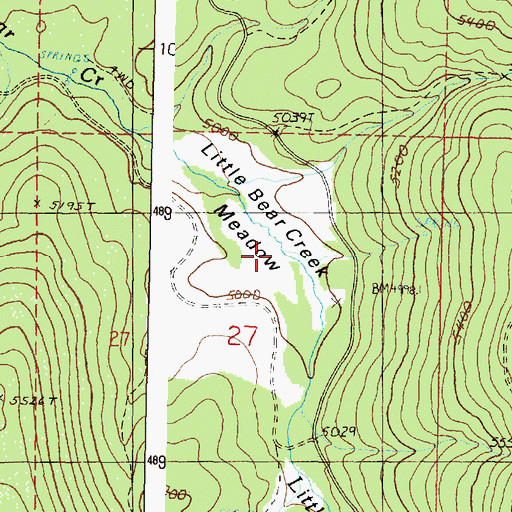 Topographic Map of Little Bear Creek Meadow, OR