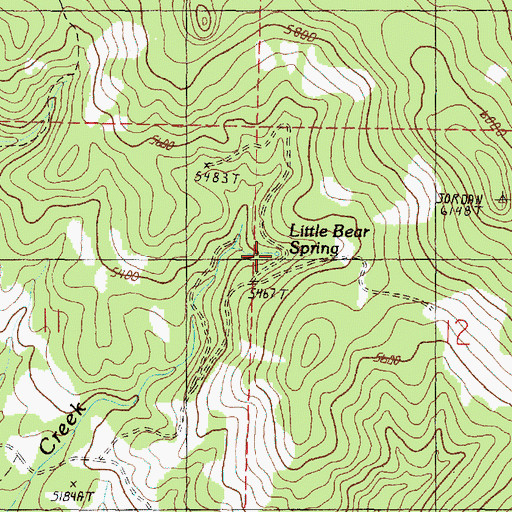 Topographic Map of Little Bear Spring, OR