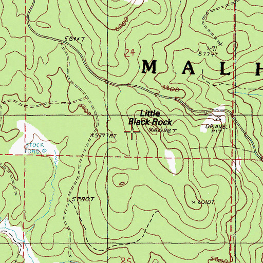 Topographic Map of Little Black Rock, OR