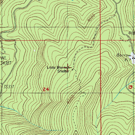 Topographic Map of Little Blanket Shelter, OR