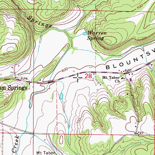 Topographic Map of Blountsville Valley, AL