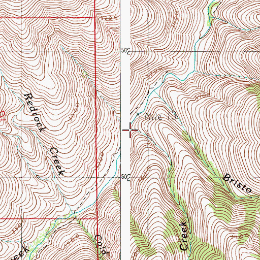 Topographic Map of Little Bristo Creek, OR