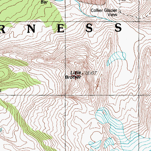 Topographic Map of Little Brother, OR