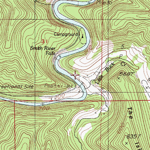 Topographic Map of Little Buck Creek, OR