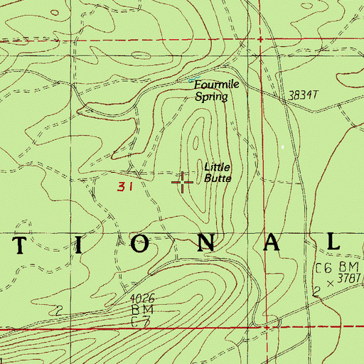 Topographic Map of Little Butte, OR