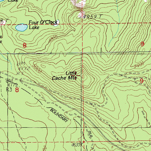 Topographic Map of Little Cache Mountain, OR