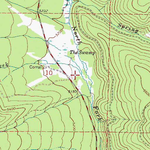 Topographic Map of Little Cow Creek, OR