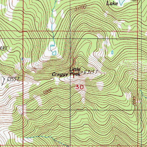 Topographic Map of Little Craggy Peak, OR