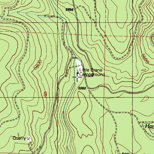 Topographic Map of Little Crane Recreation Site, OR