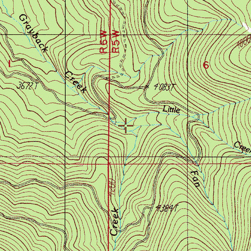 Topographic Map of Little Creek, OR