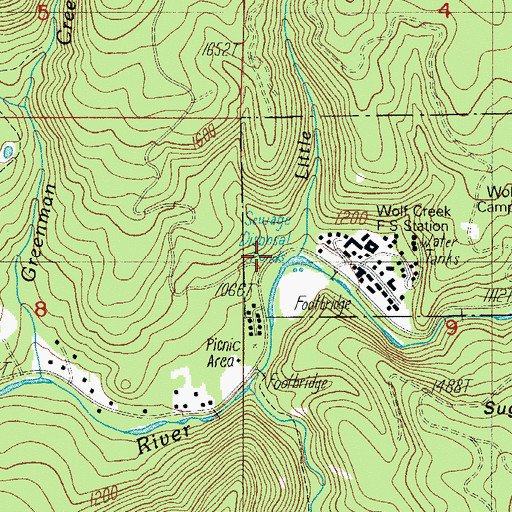 Topographic Map of Little Creek, OR