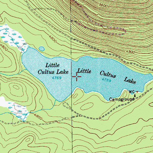 Topographic Map of Little Cultus Lake, OR