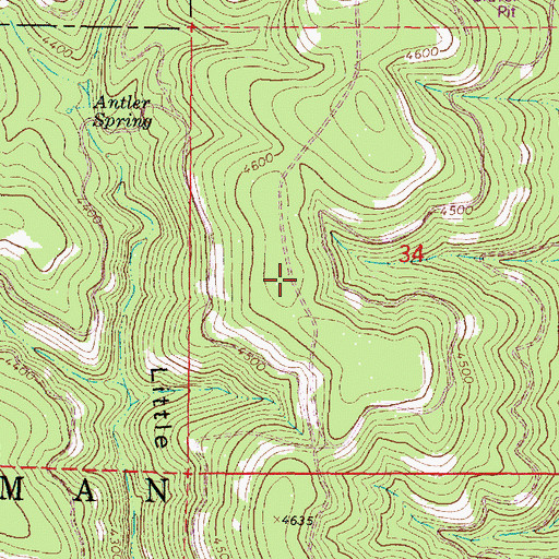 Topographic Map of Little Dark Canyon Trail, OR