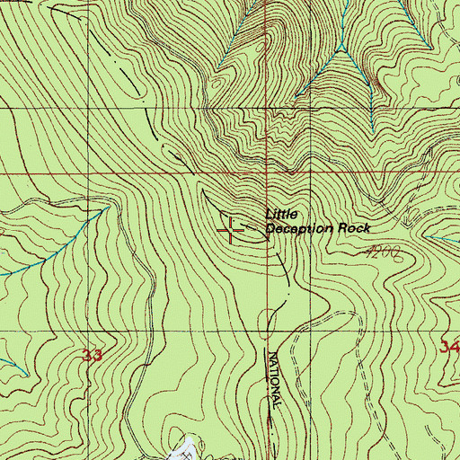 Topographic Map of Little Deception Rock, OR