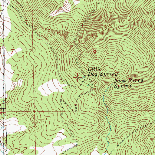 Topographic Map of Little Dog Spring, OR