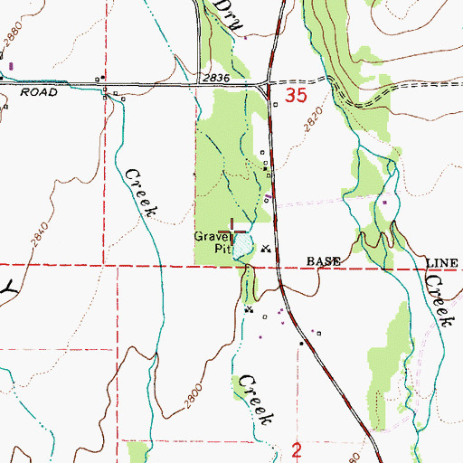 Topographic Map of Little Dry Creek, OR