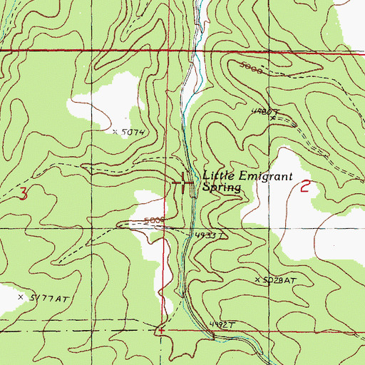 Topographic Map of Little Emigrant Spring, OR