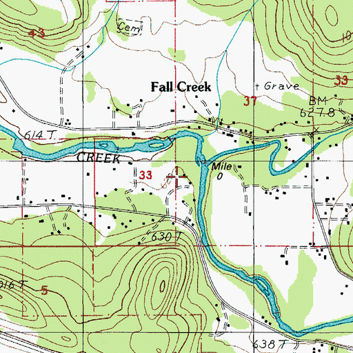 Topographic Map of Little Fall Creek, OR