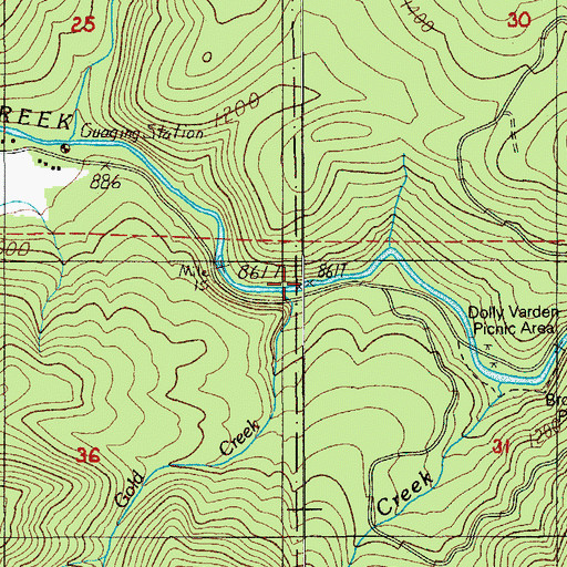 Topographic Map of Little Gold Creek, OR