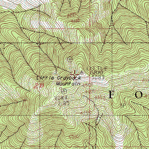 Topographic Map of Little Grayback Mountain, OR