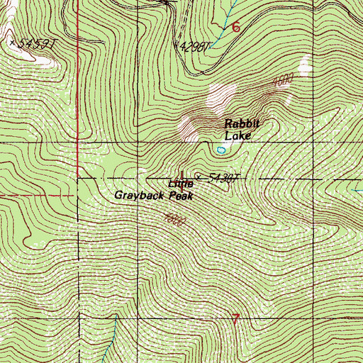 Topographic Map of Little Grayback Peak, OR