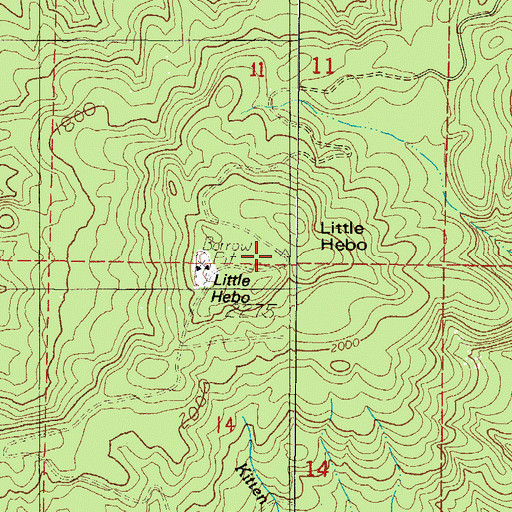 Topographic Map of Little Hebo, OR