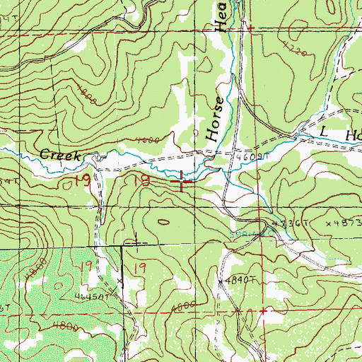 Topographic Map of Little Horse Heaven Creek, OR