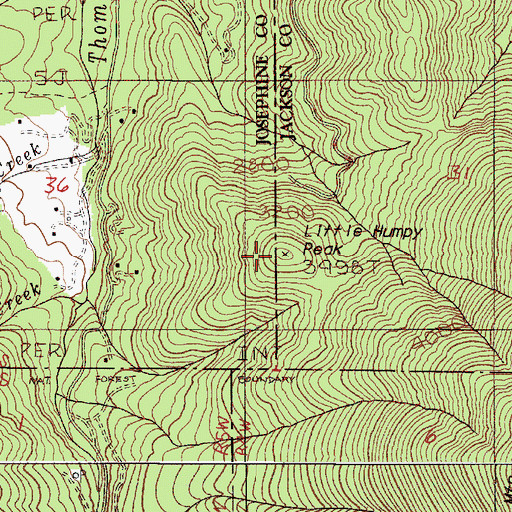 Topographic Map of Little Humpy Peak, OR
