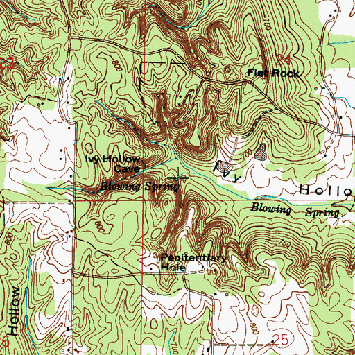Topographic Map of Blowing Spring, AL