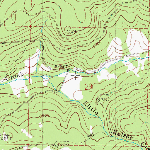 Topographic Map of Little Kelsay Creek, OR