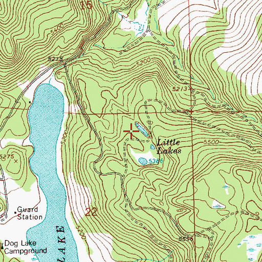 Topographic Map of Little Lakes, OR