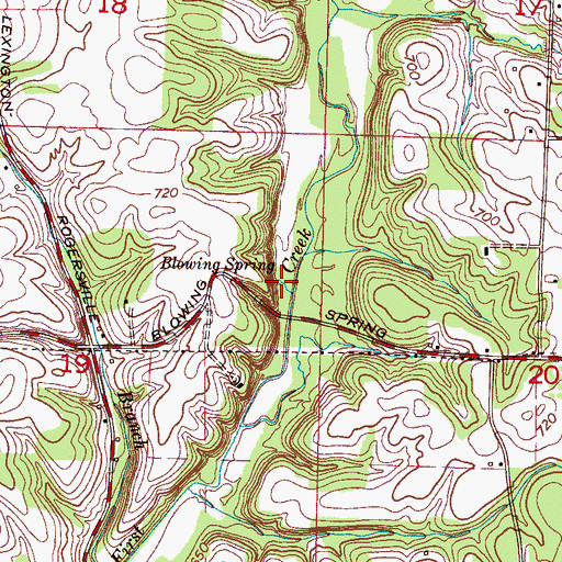 Topographic Map of Blowing Spring, AL