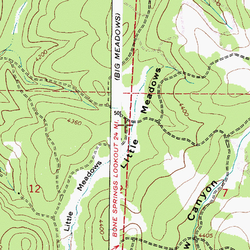 Topographic Map of Little Meadows, OR